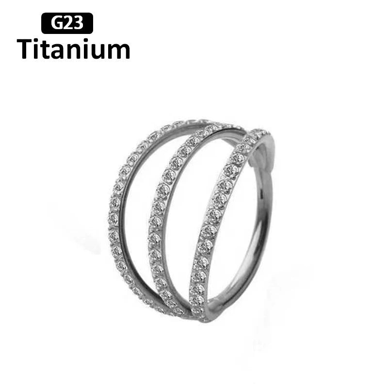 New G23 Titanium Piercing High Quality CZ Nose Ring Earrings 8/10/12mm Body Jewelry 16G ASTM f136 Titanium Nose Septum Piercings