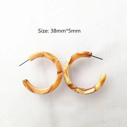 UJBOX 32 Styles Top Quality Acetate Hoop Earrings For Women Leopard Colored Pink Green Yellow Red Blue Acetic Acid Earrings Small size 19