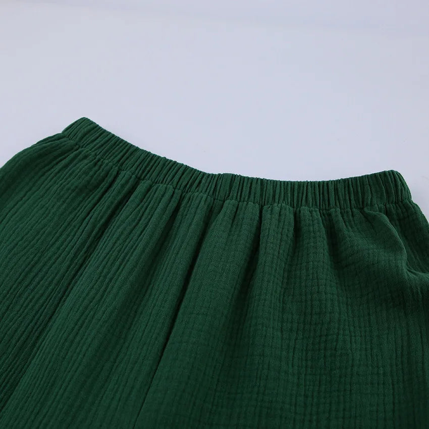 NHKDSASA Kimono Pajamas 2023 New 100% Cotton Crepe Long-Sleeved Trousers Ladies Sleepwear Suit Women's Home Service Mujer