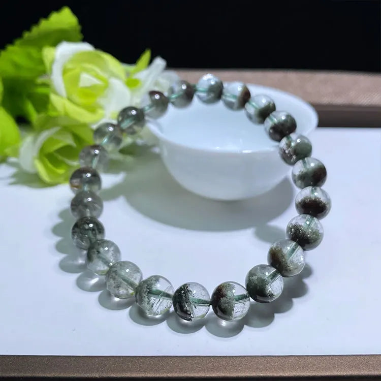 Fashion Green Ghost Stone Mental Healing Yoga Meditation Buddha Bead Charm Bracelet Natural Crystal Women Jewelry Accessories