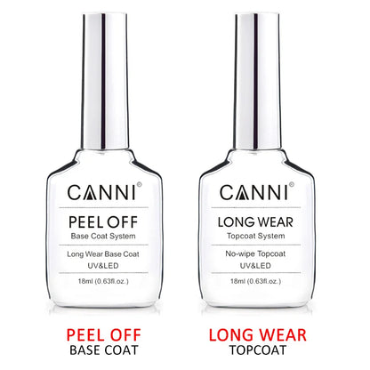 CANNI New 18ml Long Wear No-wipe Bright Topcoat Peeloff Base coat 5g Crystal Magnetic Cat Eye Gel Sparkling Glitter Varnishe