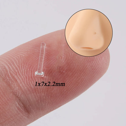 1PC Glass Nose Stud Transparent Glass Straight Nose Ring Retainer Holder Hoop Earrings Belly Ring Navel Piercing Jewelry Style B 1PC