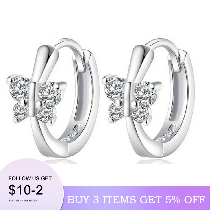 2020 NEW HOT SALE 100% Real 925 Sterling Silver Crystal Circle Earring For Women Making Jewelry Gift Wedding Party Engagement E-0046