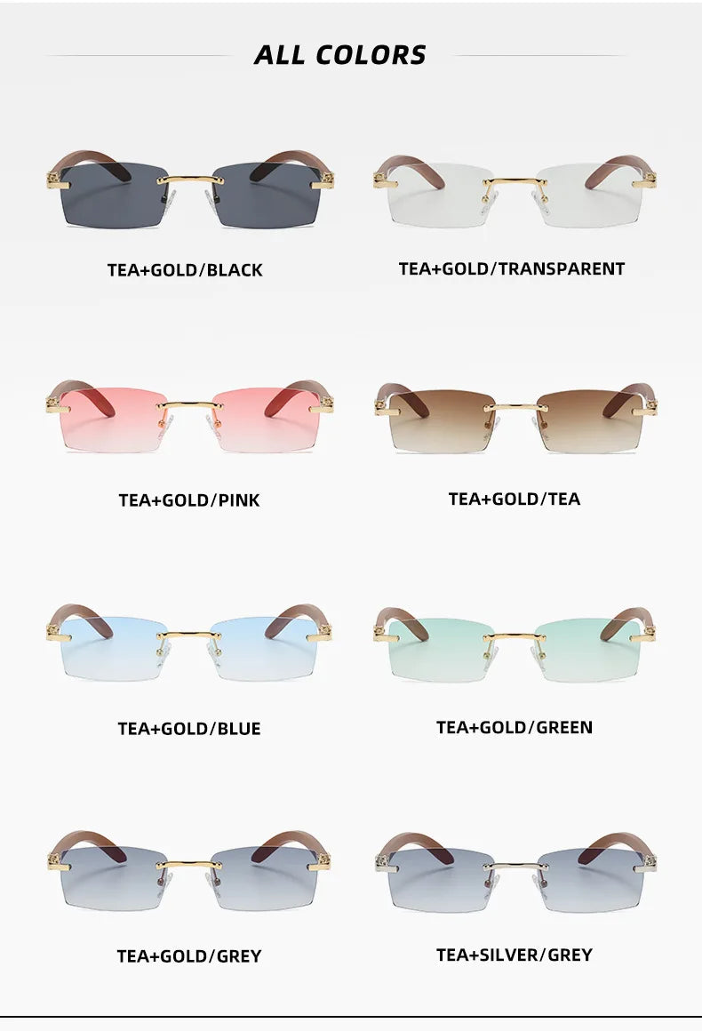 2024 Sqaure Brand Designer Sunglasses Men Women Sun Glasses Wood Frames Rimless Black Eyeglasses Fashion Eyewear Gafas De Sol