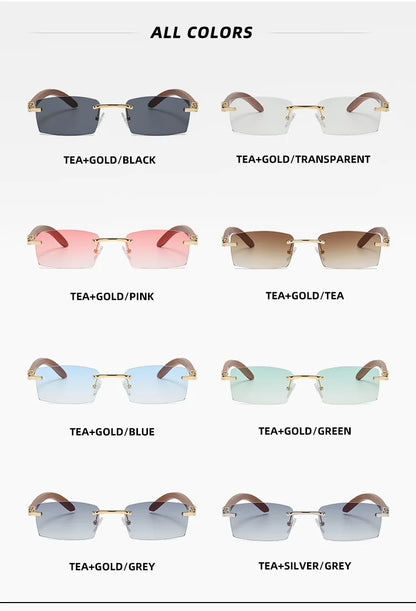 2024 Sqaure Brand Designer Sunglasses Men Women Sun Glasses Wood Frames Rimless Black Eyeglasses Fashion Eyewear Gafas De Sol