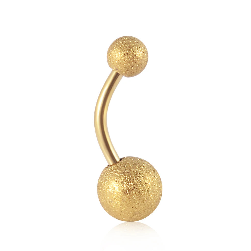 1Piece Surgical Steel Anodized Belly Button Rings Matte Balls Navel Studs Banana  Curved Barbell Body Piercing Jewelry 14g Badiee Stylez