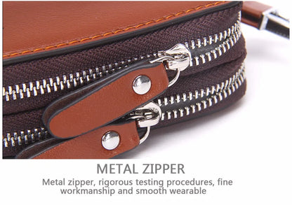 CONTACT'S Classic New Double Zip Men's Genuine Cow Leather Car Key Holder Multifunction Housekeeper High Class Motor Key Case