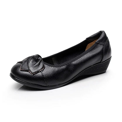 EOFK Women Ballet Flats Genuine Leather Shoes Spring Soft Casual Comfy Ballerina Flat Ladies Shallow Slip On Female Loafers black 1