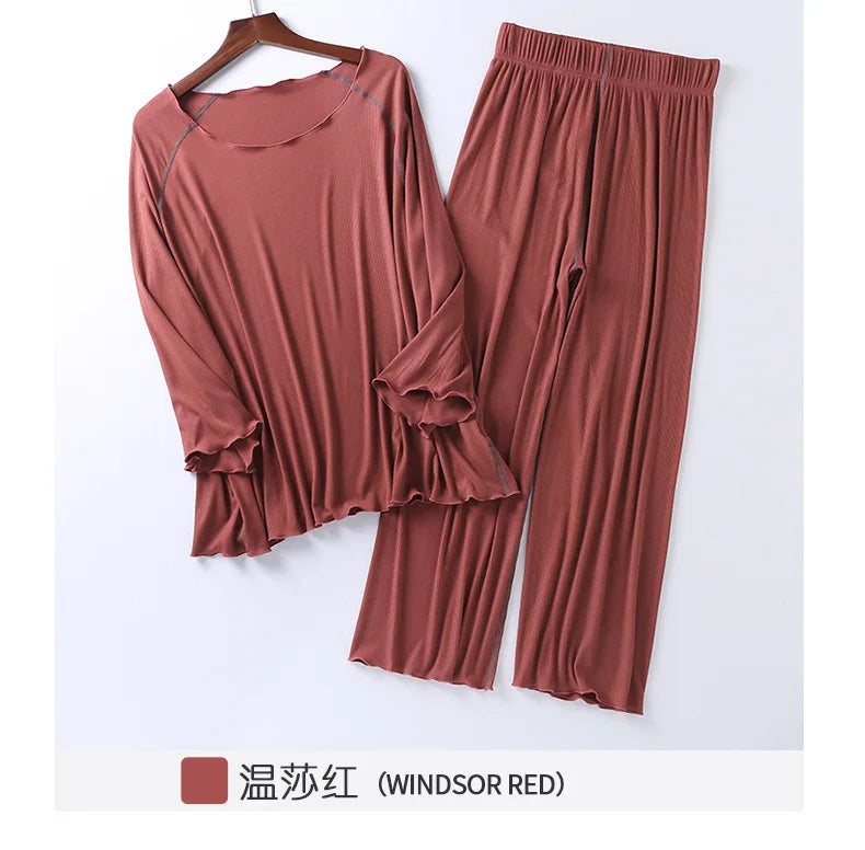 Factory wholesale summer 2025 new silk light Modale pajamas women seven sleeves nine wide-legged pants home clothing set