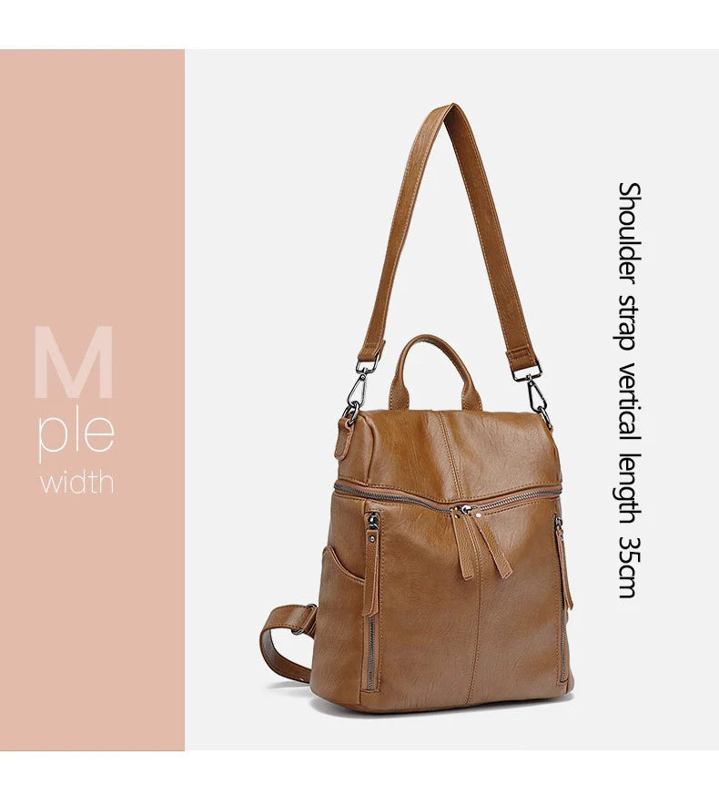 Luxury Genuine Leather Women's Backpack High Quality Fashion Cowhide Backpacks Women Casual Large Capacity Brand Shoulder Bags