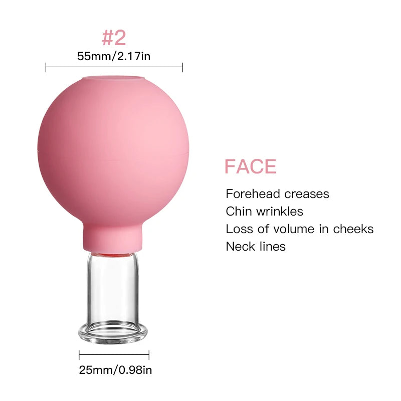 Face Massager Vacuum Cupping Cups Rubber Head Glass Cup Face Skin Care Anti Wrinkle Face Cupping for Beauty Face Care Tool