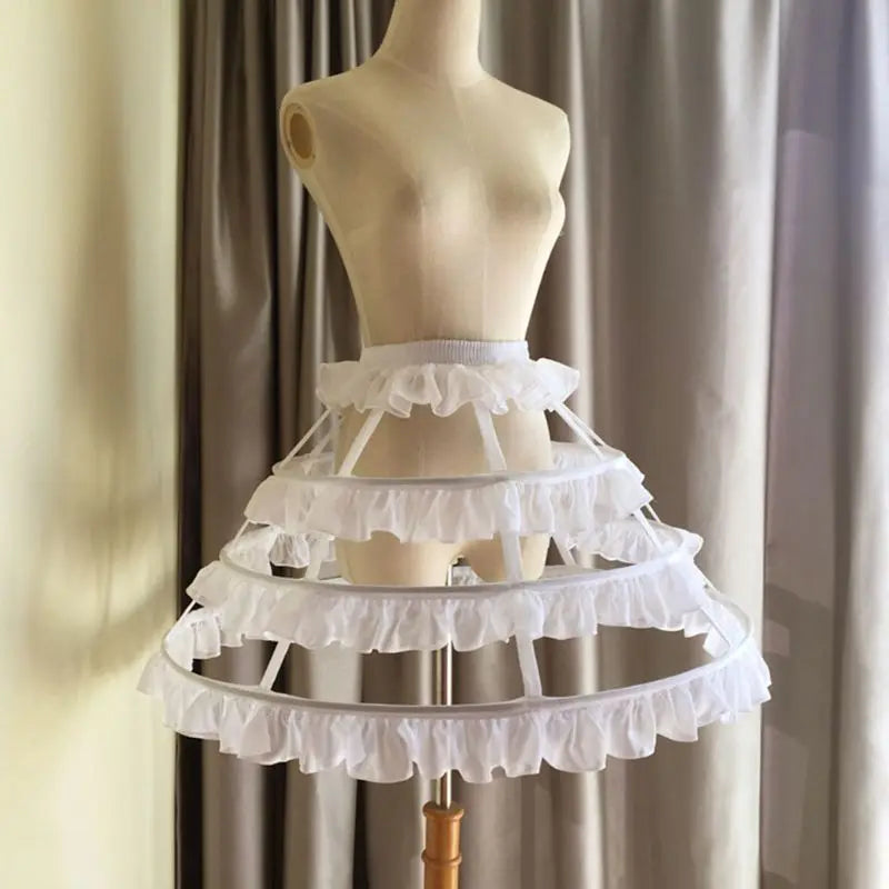 Women Girls Lolita Hollow Lotus Leaf Lace Bird Cage Fish Bone Skirt Cosplay Dress Skirt Petticoat Bride Wedding Dress Lining