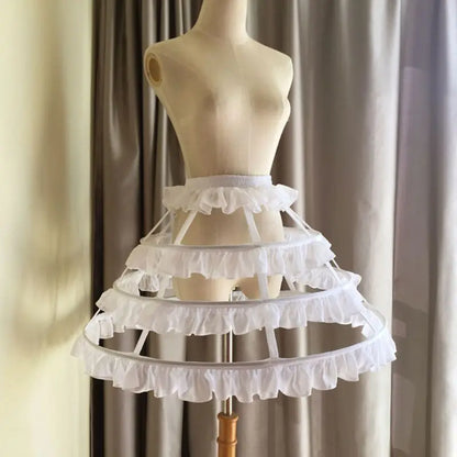 Women Girls Lolita Hollow Lotus Leaf Lace Bird Cage Fish Bone Skirt Cosplay Dress Skirt Petticoat Bride Wedding Dress Lining