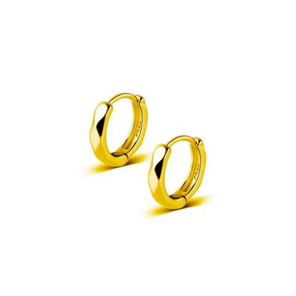 WANTME 925 Sterling Silver Fashion Simple Geometric Huggies Ear Buckle for Women Charm European Party Piercing Hoop Earrings Jew Gold