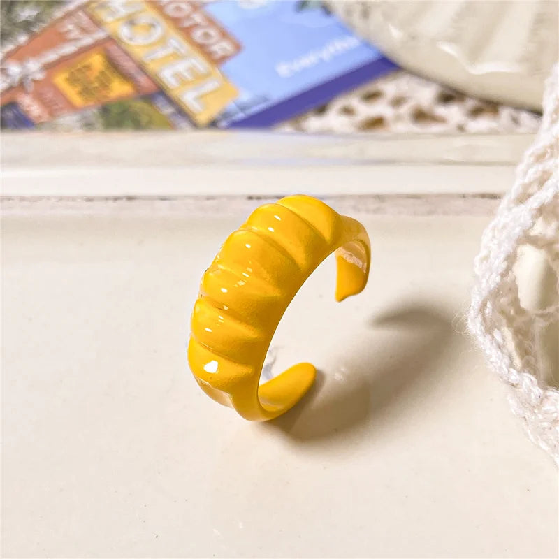 2022 Summer Colorful Ring Set Wholesale Fashion Geometric Chain Candy Color Irregular Opening Rings Women Party Finger Jewelry