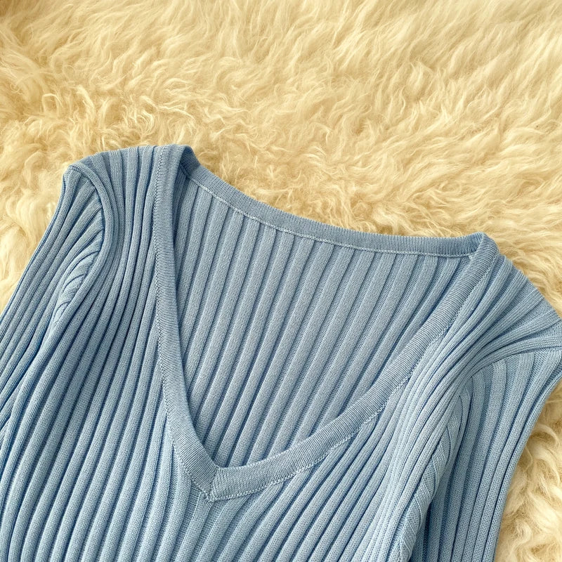 SINGRAIN Women Autumn Knitted Dress V Neck Sexy Slim Elastic Oversized Basic Bodycon Long Dress Winter knit Warm Sweater Dresses