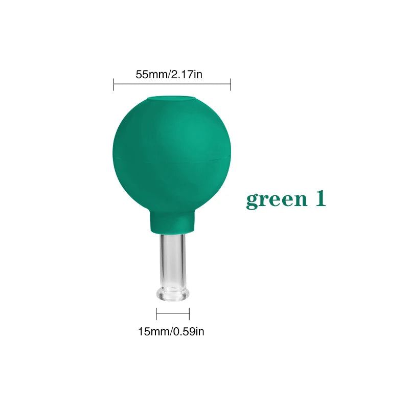 Face Massager Vacuum Cupping Cups Rubber Head Glass Cup Face Skin Care Anti Wrinkle Face Cupping for Beauty Face Care Tool Green-01