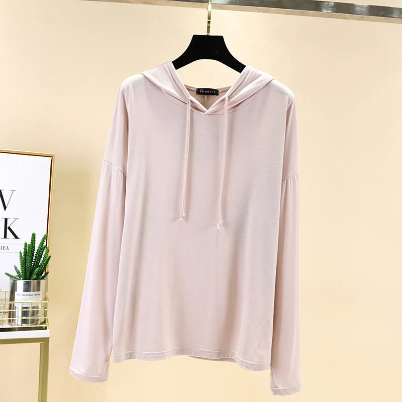Modal Hoodies Solid Basic Tshirt Bottoming Sweatshirts All match Spring Autum Summer Casual street wear