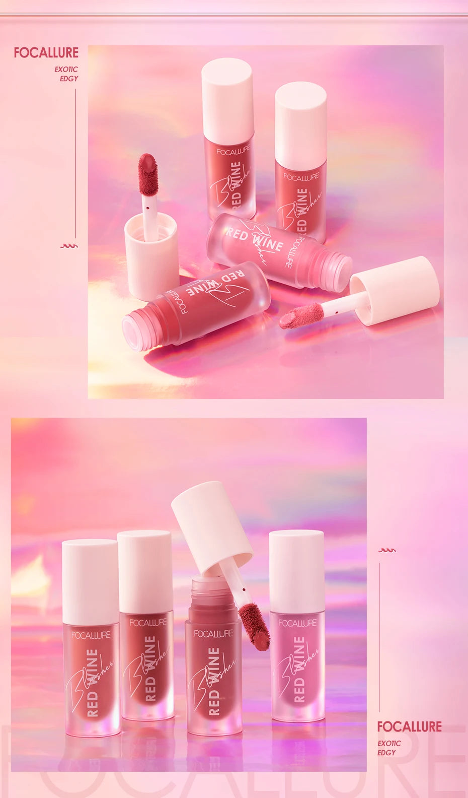 FOCALLURE Liquid Blusher 4 Colour Natual Makeup Face Blush Long-lasting Matte Make Up Hangover Red Wine Blush korean Makeup