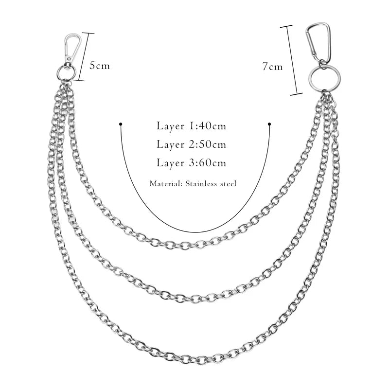 Stainless Steel Trousers Hipster Key Chain Punk Street Big Ring Metal Wallet Belt Chain Pant Keychain Unisex HipHop Jewelry Gift Badiee Stylez