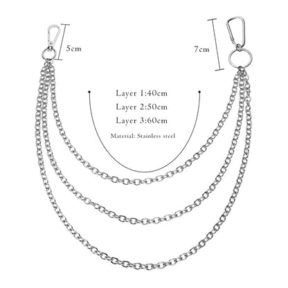 Stainless Steel Trousers Hipster Key Chain Punk Street Big Ring Metal Wallet Belt Chain Pant Keychain Unisex HipHop Jewelry Gift Badiee Stylez