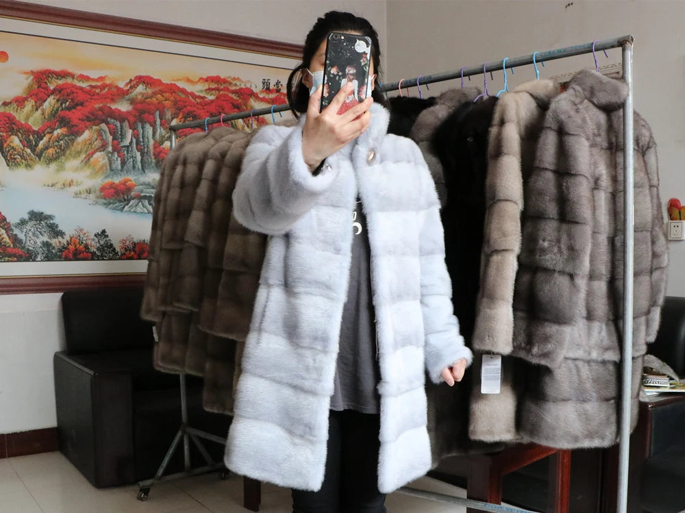Fancy Rani Real Mink Fur Coat Natural Women Winter Long Leather Jacket Luxury Female Clothes  2023 Mink Fur Coat Women Promotion Badiee Stylez
