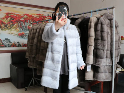 Fancy Rani Real Mink Fur Coat Natural Women Winter Long Leather Jacket Luxury Female Clothes  2023 Mink Fur Coat Women Promotion Badiee Stylez