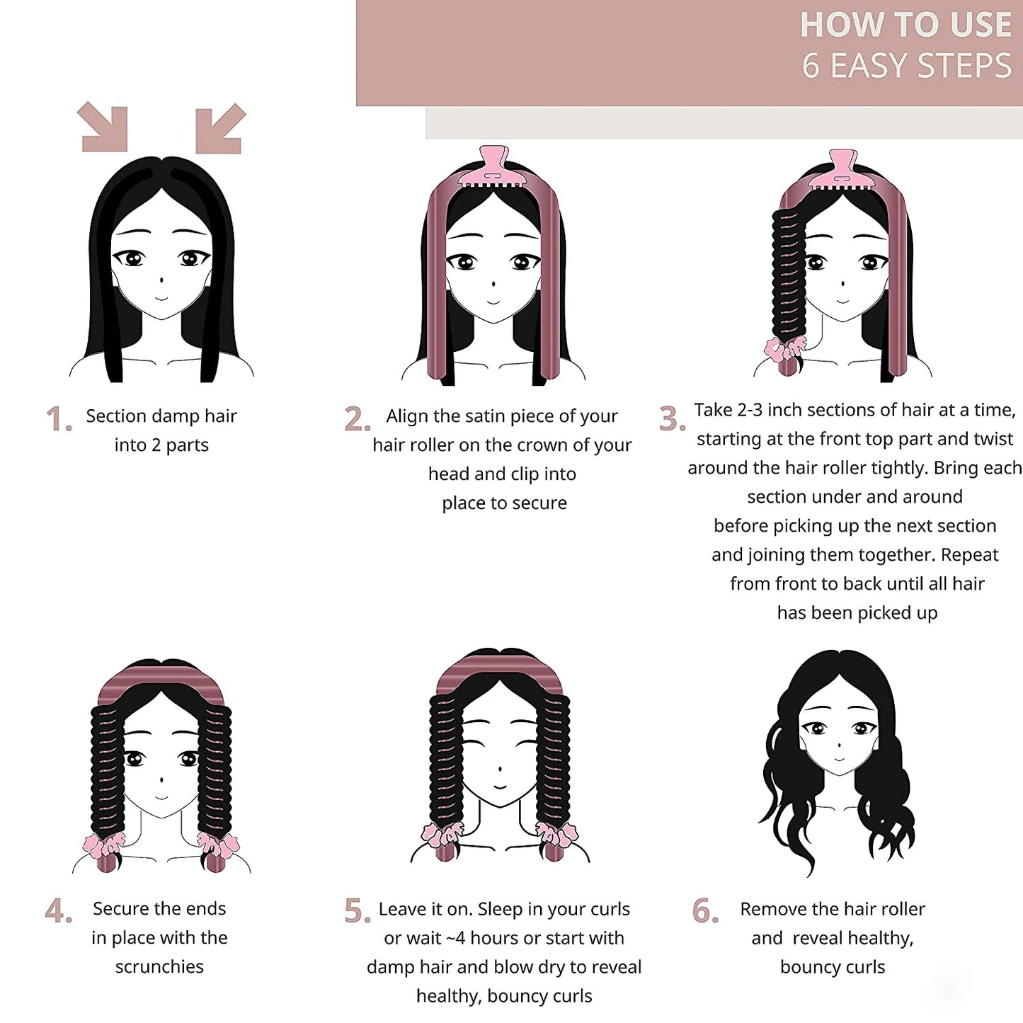 Heatless Curls Overnight Lazy Curler Soft Super Absorbent Velvet Curls Band Heatless Curing Rod Headband Make Hair Curly and Dry