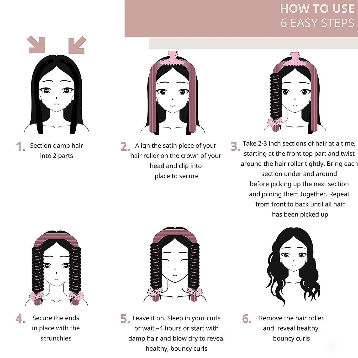 Heatless Curls Overnight Lazy Curler Soft Super Absorbent Velvet Curls Band Heatless Curing Rod Headband Make Hair Curly and Dry