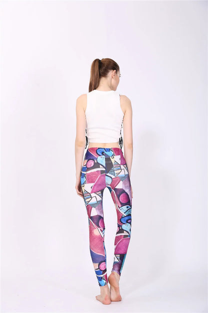 Women Leggings High Waist Cartoon Comic Beauty Print Trousers Soft Female Casual Elastic Pant