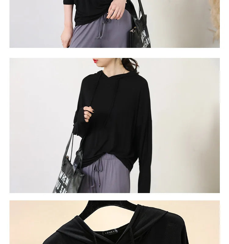 Modal Hoodies Solid Basic Tshirt Bottoming Sweatshirts All match Spring Autum Summer Casual street wear