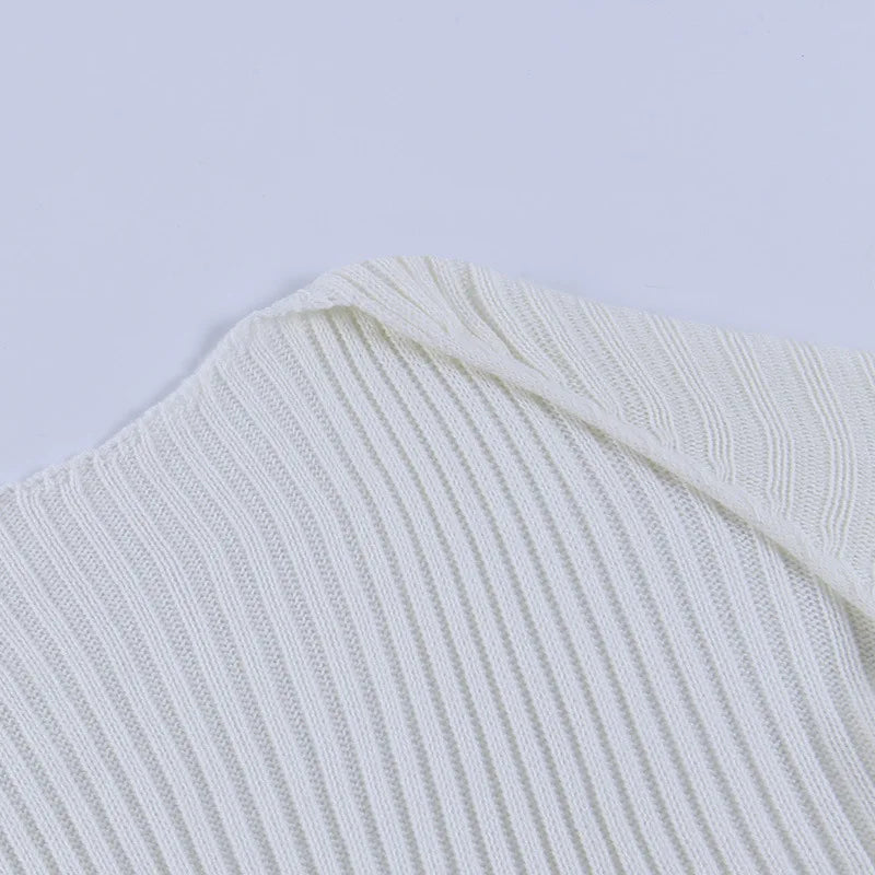 Tossy White Women Sweater Shrugs Cropped Top Full Lantern Sleeve Knitwear Pullover Sexy Summer High Street Outwear 2023 Spring