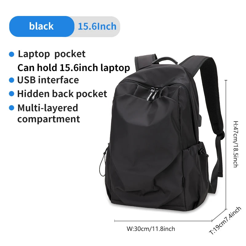 Hk Mini Popular Men's Backpack 12.9 Inch Ipad Waterproof Light Weight Women School Bags Short Trip Travel Sports Backpack Casual Black 15.6inch