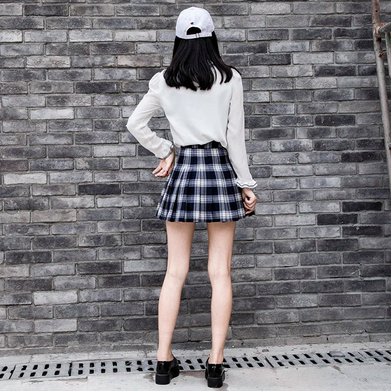 Harajuku 0Women Pleat Skirt 0Preppy Style Plaid 0Mini Cute Japanese School Uniforms Ladies Jupe Kawaii