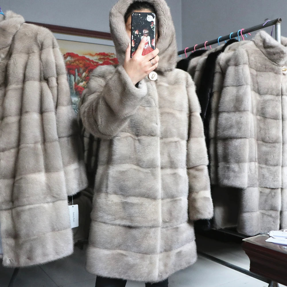Fancy Rani Real Mink Fur Coat Natural Women Winter Long Leather Jacket Luxury Female Clothes  2023 Mink Fur Coat Women Promotion Badiee Stylez