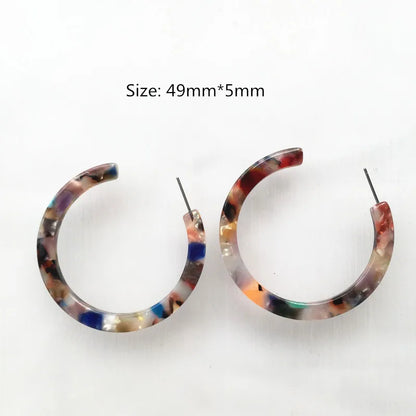 UJBOX 32 Styles Top Quality Acetate Hoop Earrings For Women Leopard Colored Pink Green Yellow Red Blue Acetic Acid Earrings Big size 9
