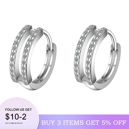 2020 NEW HOT SALE 100% Real 925 Sterling Silver Crystal Circle Earring For Women Making Jewelry Gift Wedding Party Engagement E-049