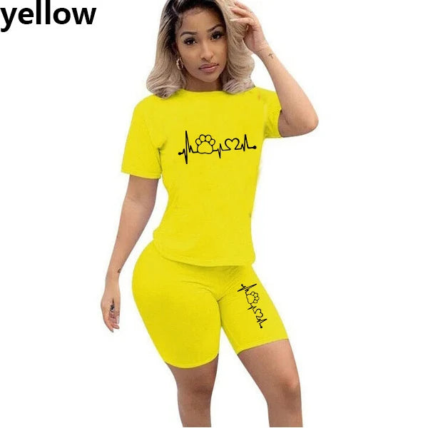 Summer Women Two Piece Set Sportswear T-Shirts and Shorts Ladies Casual O-Neck Pullover Short Sleeve T-Shirt Casual Tracksuit