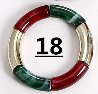 FishSheep Bohemian Transparent Acrylic Foil Bamboo Bracelets for Women Elastic Beads Link Chain Cuff Bracelets & Bangles Jewelry Color 18