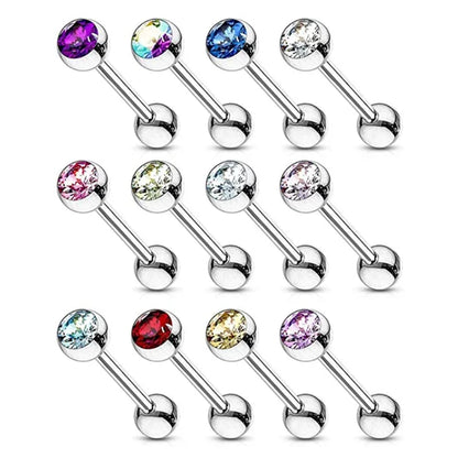 6PCS Stainless Steel Glorious Tongue Ring Bulk 14G Nipple Piercing Bar Lot Glitter Tongue Piercing Set Barbell Piercing Jewelry Mix 6PCS