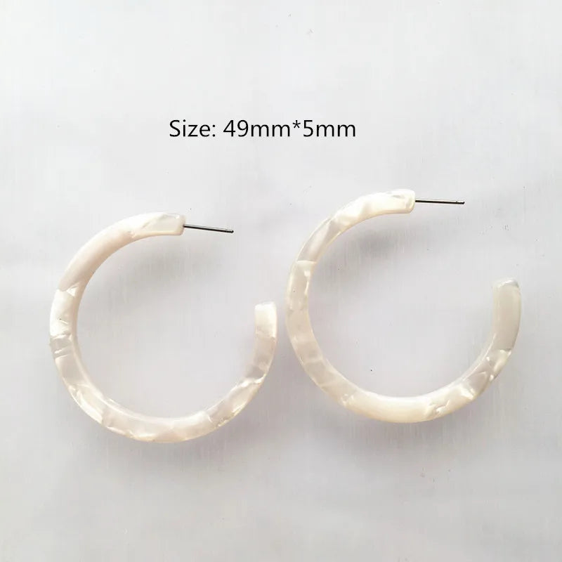 UJBOX 32 Styles Top Quality Acetate Hoop Earrings For Women Leopard Colored Pink Green Yellow Red Blue Acetic Acid Earrings Big size 11