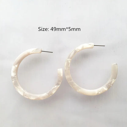 UJBOX 32 Styles Top Quality Acetate Hoop Earrings For Women Leopard Colored Pink Green Yellow Red Blue Acetic Acid Earrings Big size 11