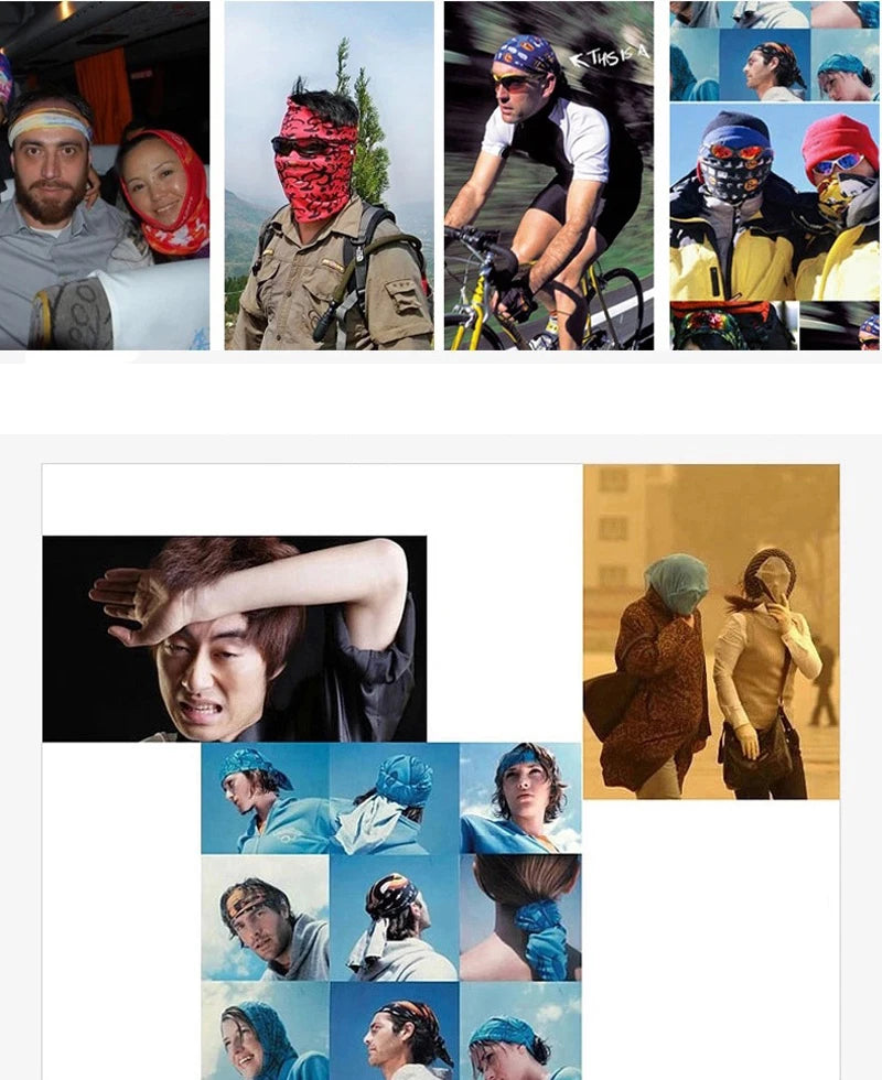 Men Women Windproof Headband Tube Bandana Headscarf Outdoor Cycling Mask Elastic Seamless Scarves Head Face Neck Sunshade Collar