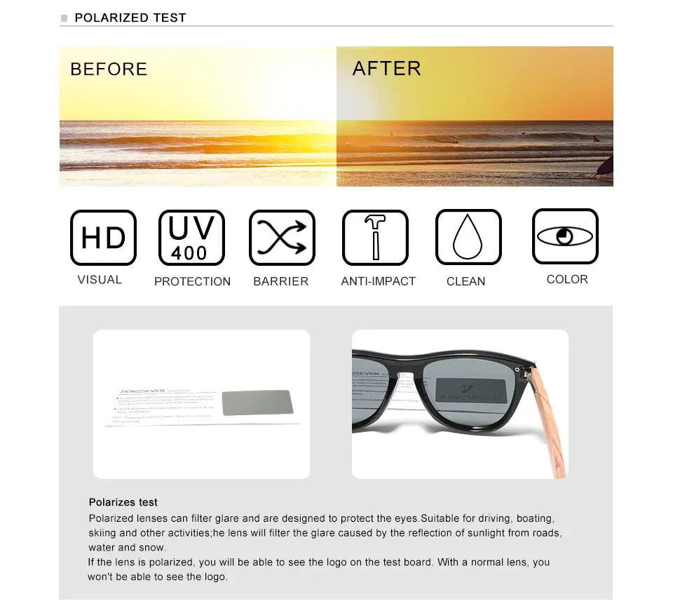 KINGSEVEN Women's Glasses Natural Bubinga Wooden Sunglasses Men Polarized Fashion Sun Glasses Original Wood Oculos de sol