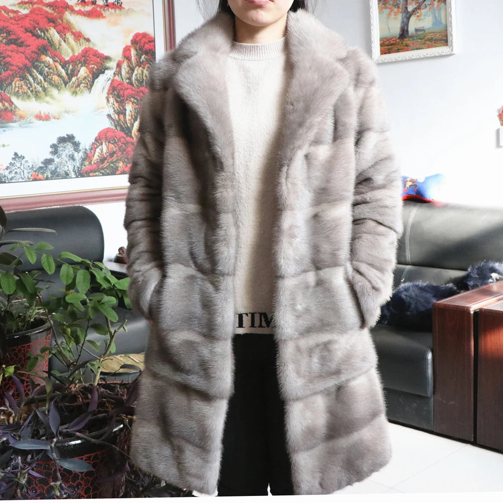 Fancy Rani Real Mink Fur Coat Natural Women Winter Long Leather Jacket Luxury Female Clothes  2023 Mink Fur Coat Women Promotion Badiee Stylez