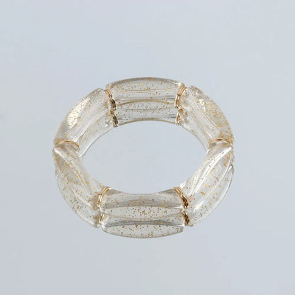 FishSheep Bohemian Transparent Acrylic Foil Bamboo Bracelets for Women Elastic Beads Link Chain Cuff Bracelets & Bangles Jewelry Gold Foil