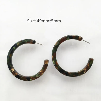 UJBOX 32 Styles Top Quality Acetate Hoop Earrings For Women Leopard Colored Pink Green Yellow Red Blue Acetic Acid Earrings Big size 7
