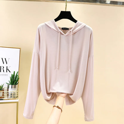 Modal Hoodies Solid Basic Tshirt Bottoming Sweatshirts All match Spring Autum Summer Casual street wear nude