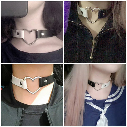 Sexy Trendy Vintage Charm Round Gothic Collar Necklaces Jewelry Gift Gothic Leather Heart Harajuku Women Punk Choker Necklace