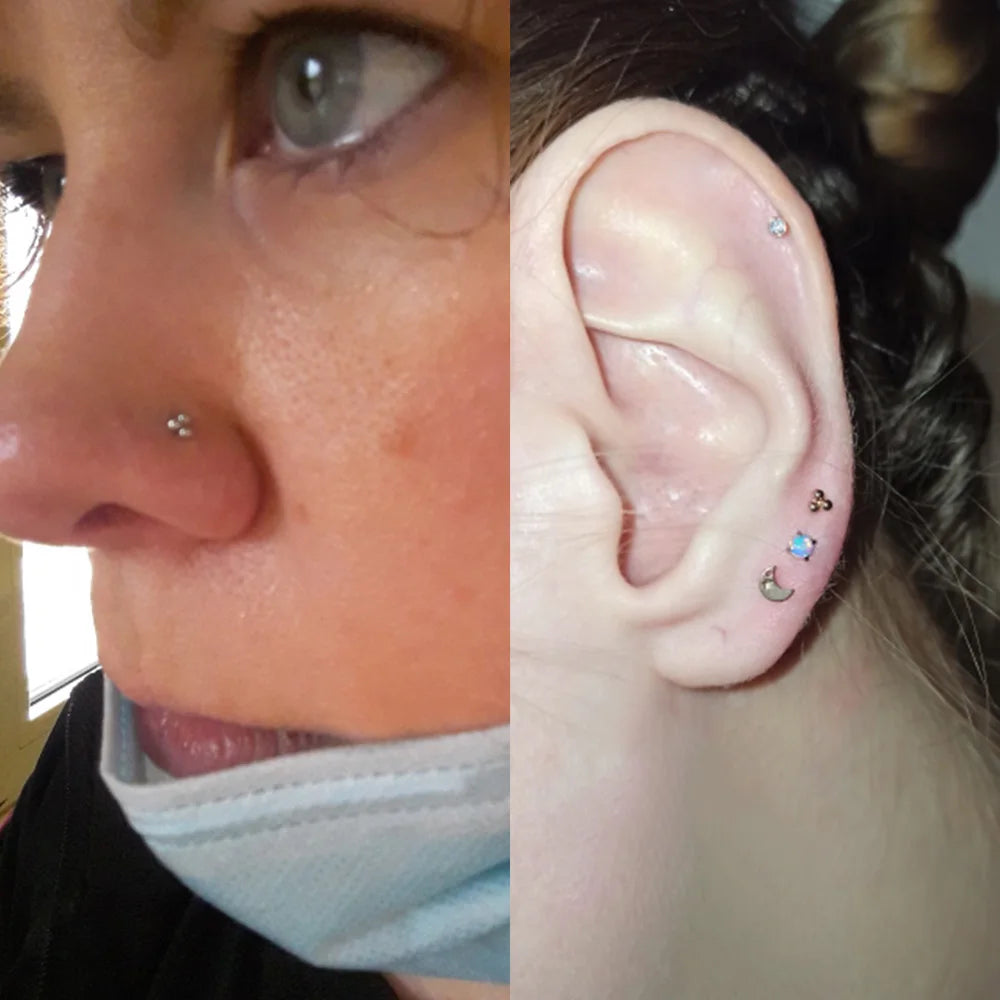 Starose 1Pair 1.2x6/8mm Bar Mini Ball Nose Stud Labret Lip Ring Helix Piercing Nostril Conch Tragus Earrings Pircing Ear Jewelry